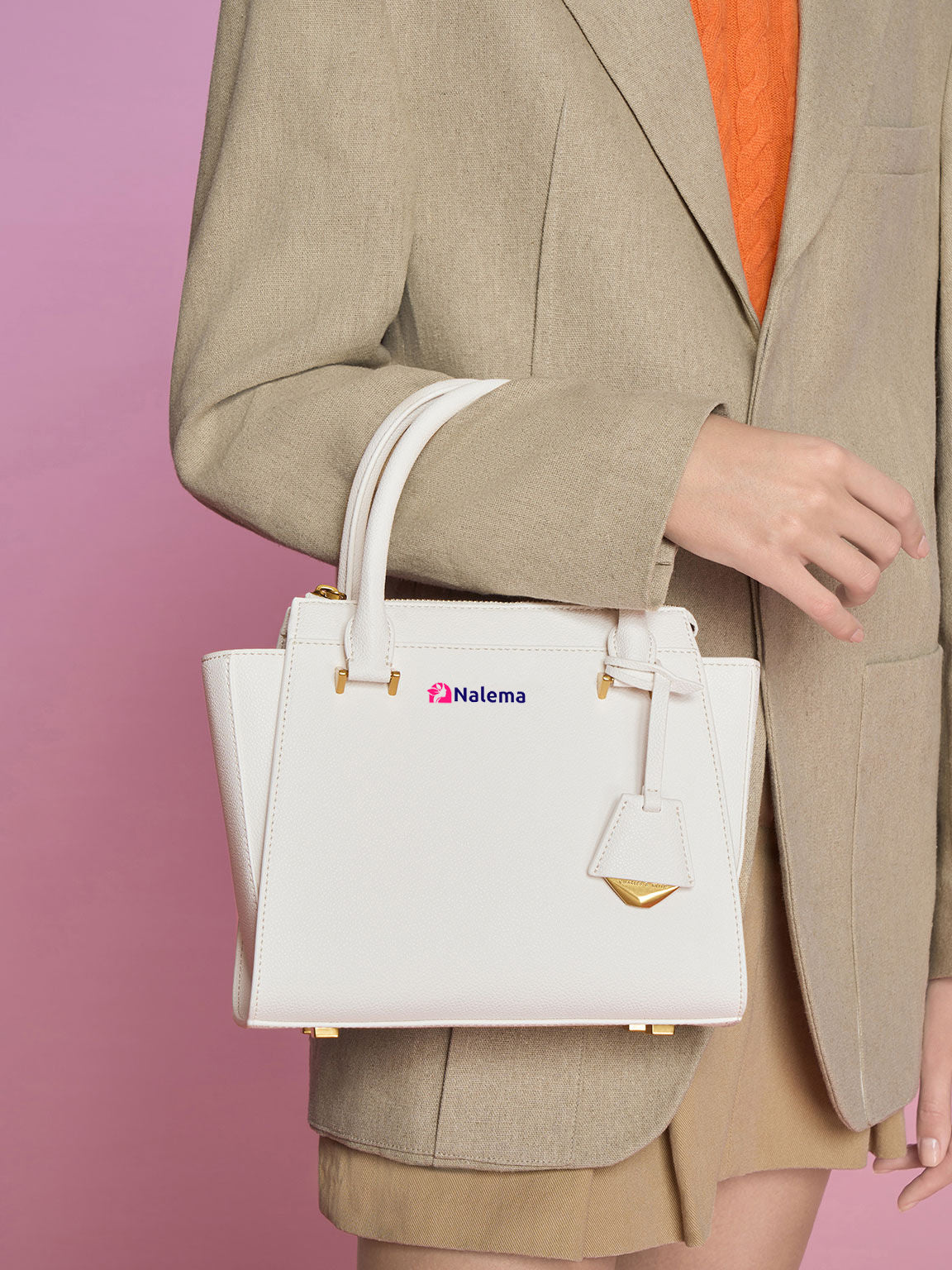 NALEMA™- Harper Structured Top Handle Bag - White